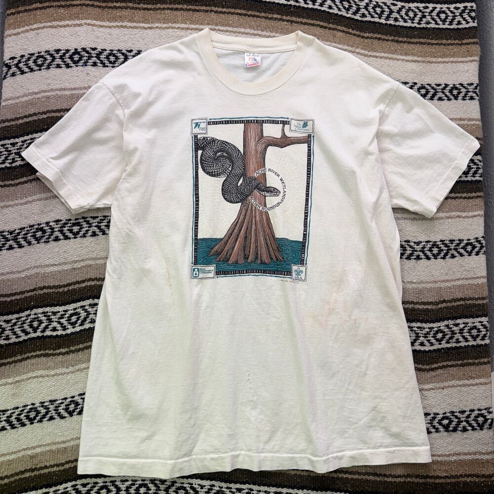 Vintage 90's The Nature Conservancy Cache River Wetlands Acorn Roundup Shirt 2XL